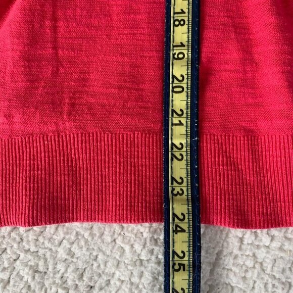 Ann Taylor LOFT Knitted Tie V-Neck Quarter Sleeve 3/4 Blouse Top Pink Small - Picture 8 of 9